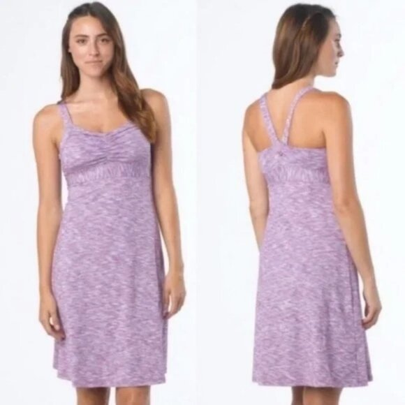 Prana Amaya Space Dye Dress Boysenberry Eggplant Purple Size XS Shelf Bra Boho - Picture 2 of 11